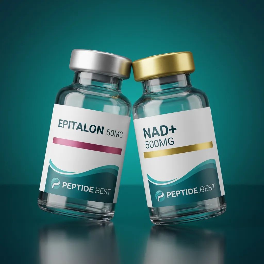 Anti-Aging Stack — Epitalon and NAD+ vials on Peptide.best